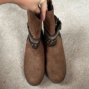 Sugar Brown Suede Booties Size 11 Women